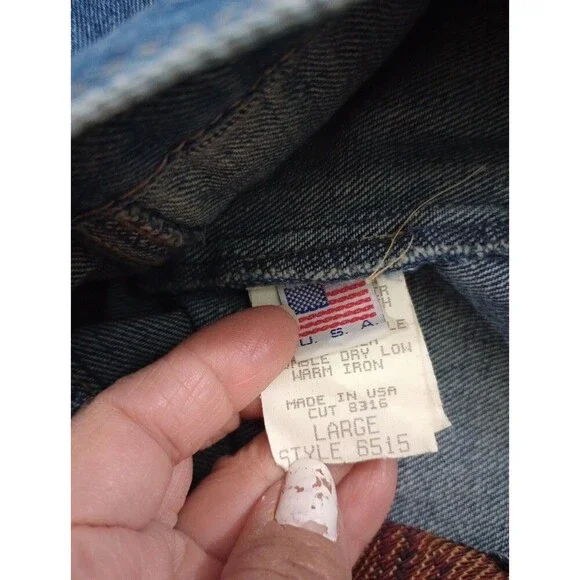 Vgt Gotcha Covered Lod Cowboy Western Back House Print Jacket Denim Retro Sz L - Picture 9 of 10